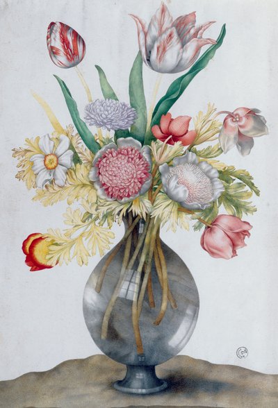 Glass Vase with a Bunch of Flowers by Giovanna Garzoni